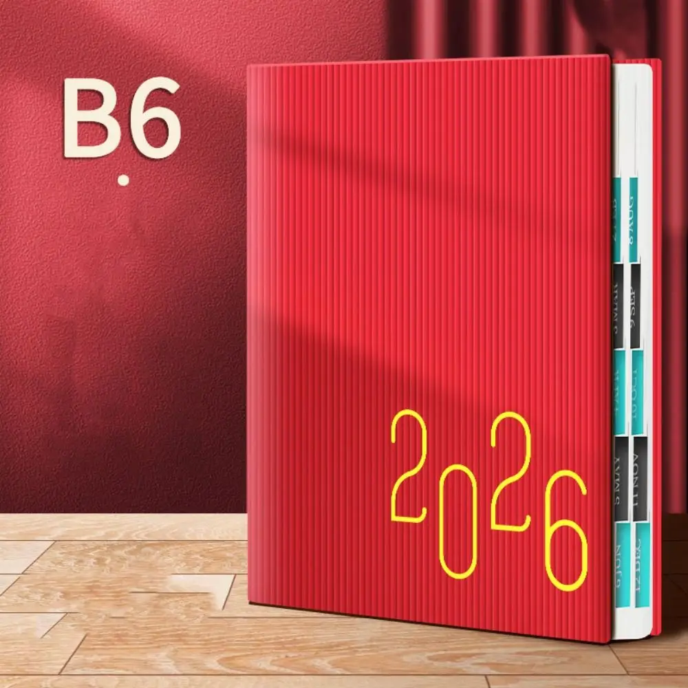 English 2026 Schedule Planner Notepad 12 Months Pu Leather B6 Schedule Book Portable Wear-resistant 365 Days Efficiency Notebook