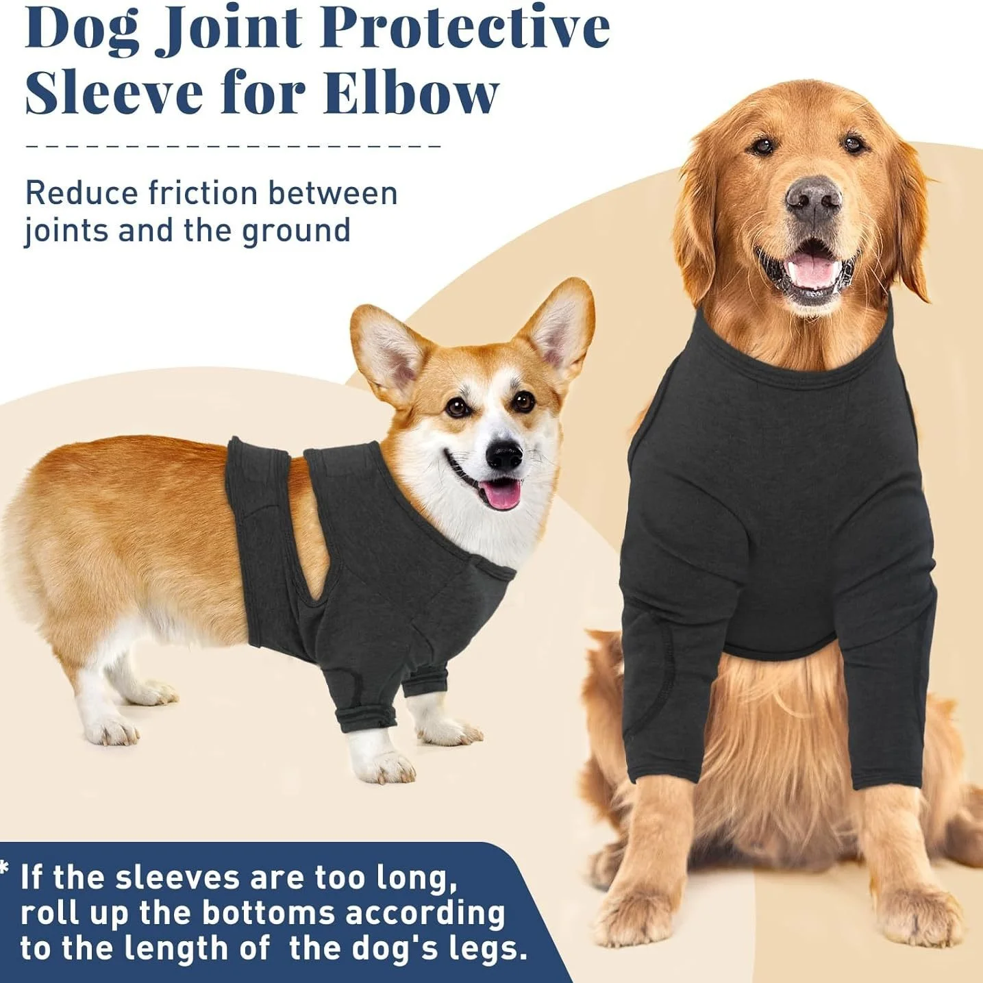 Dog Elbow Joint Protective Sleeve, Anti Licking Recovery Suit, Front Leg Brace Cover for Large Medium Small Dogs, Reduce Ground