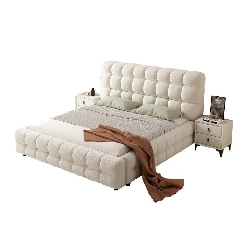 Bed Puff Lamb Fleece Bed Master Bedroom High Box Double Fabric Soft Bed