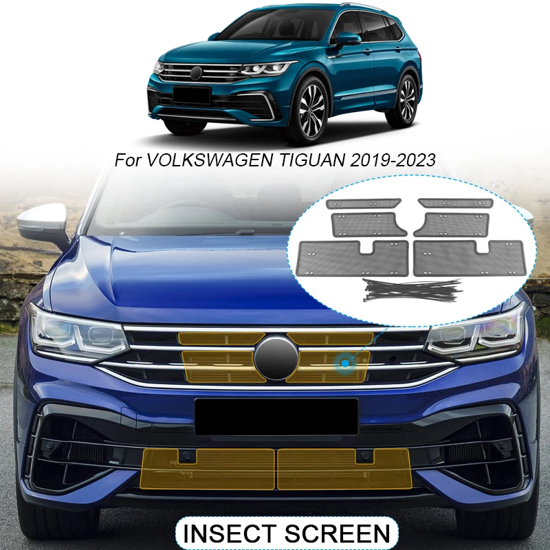 

4 шт. Защитная крышка для автомобильного воздухозаборника с защитой от насекомых для Volkswagen TIGUAN 2019-2023, вставка для автомобильного воздухозаборника, решетка для фильтра гоночного гриля