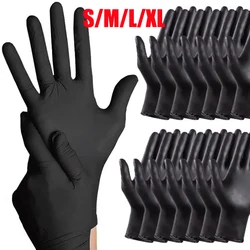 100/50/10pcs Black Nitrile Gloves Disposable Waterproof Tattoo Gloves for Cleaning Gloves Tattoo Hairdressing Tool S/M/L/XL Size
