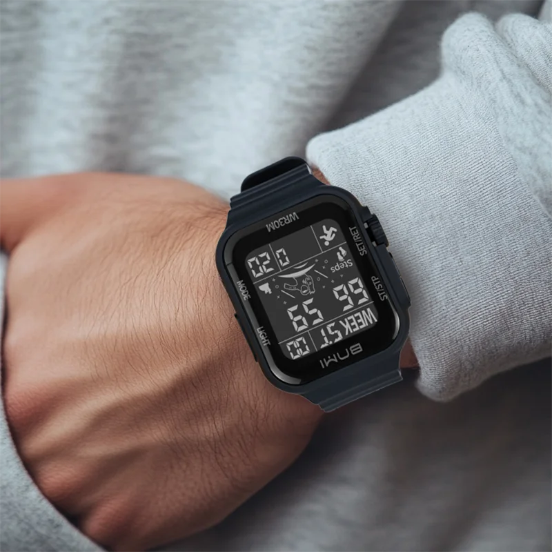 ผู้ชายกีฬาอิเล็กทรอนิกส์นาฬิกาแฟชั่น Square Dial ดิจิตอลสัปดาห์กันน้ํา Multi-นาฬิกาสีชาย 2025 ใหม่