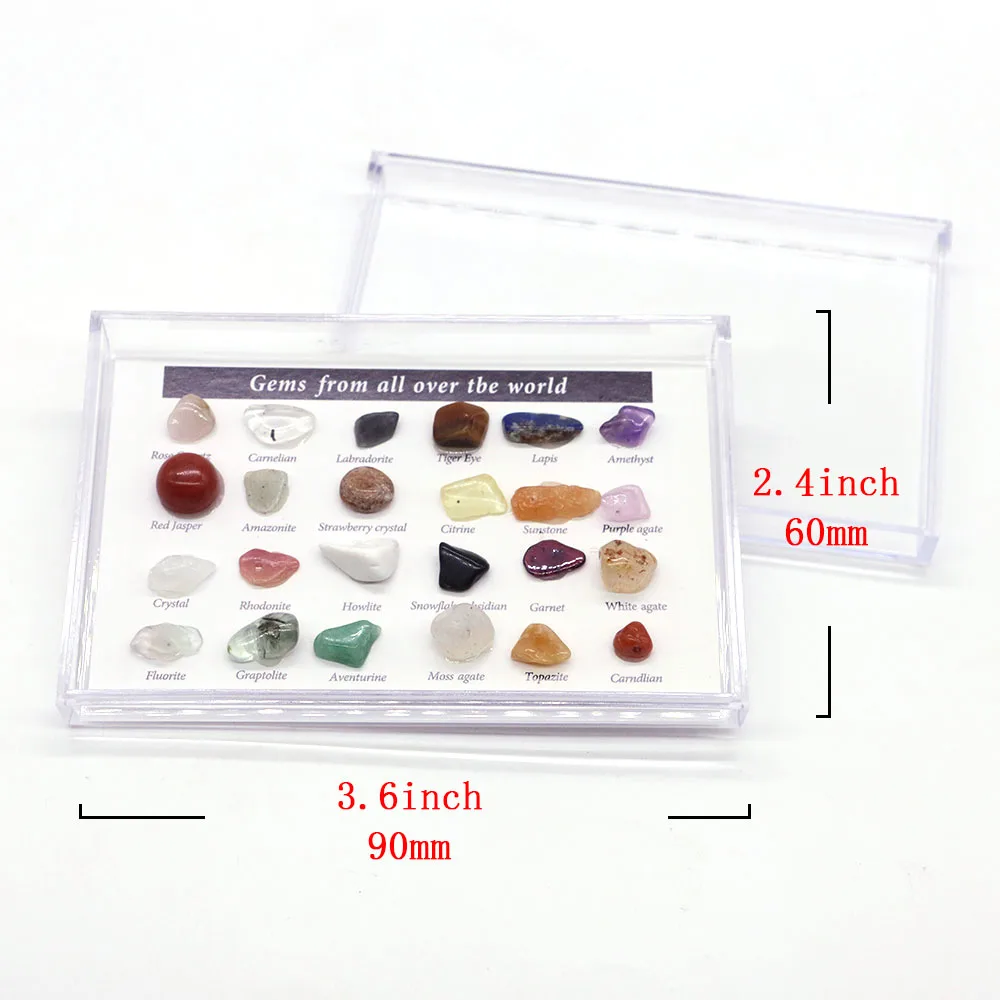12/15/24pcs Rock Gemstones Collection Box  Amethyst Ore Healing Quartz Crystals DIY Rough Stone Collect Natural Mineral Specimen