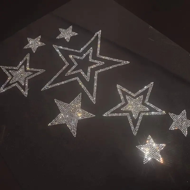 Shimmering rhinestone Hot stamping Letter Stars DIY Iron-On Appliques for Clothing - Plastic, Non-Electric