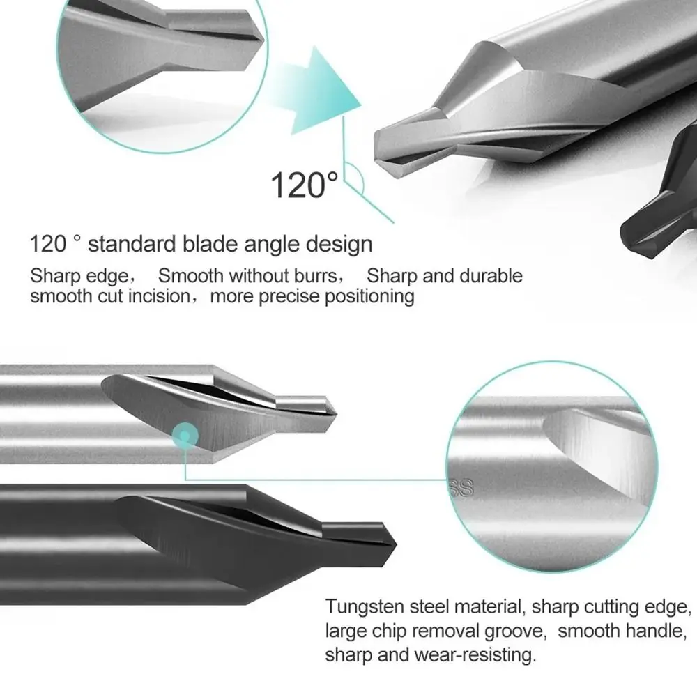 Juego de brocas centrales HSS de 7 Uds., broca de núcleo de 60 grados, herramienta eléctrica, perforación de Metal para torno metalúrgico 1/1, 5/2/2, 5/3/4/5mm