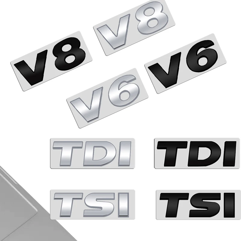 3D Decals TSI TDI V6 V8 ABS Letter Sticker Emblem Rear Trunk Badge Logo For Golf Polo Passat Tuguan Tiguan Jieda Touareg