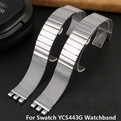 Watch Band For Swatch Watchband Fine Stainless Steel Folding Buckle Metal Mesh Belt YCS443G Men's Wrist Strap 19mm 20mm 21mm