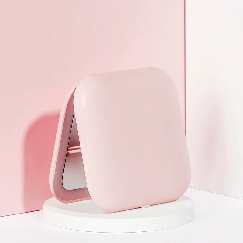 make-upspiegellamp met achtergrondverlichting en natuurlijk witte led Ronde draagbare opvouwbare kleine compacte spiegel met lichte draagbare make-up