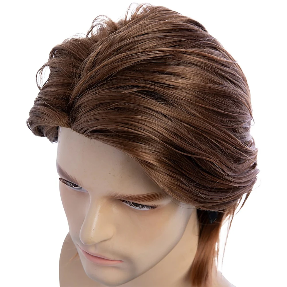 HAIRJOY Men Brown Wig Short   Straight Synthetic Hair Halloween Cosplay Costume Party  Wigs