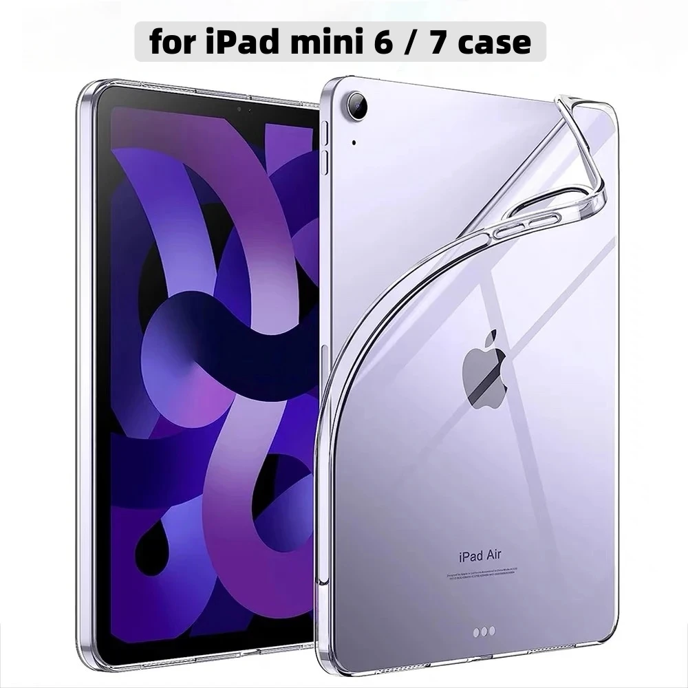 

For Apple iPad Mini 6 Anti-drop Air Cushion Transparent TPU Tablet Cases for iPad Mini 7 Case and Tablets Stand with Stylus Pen