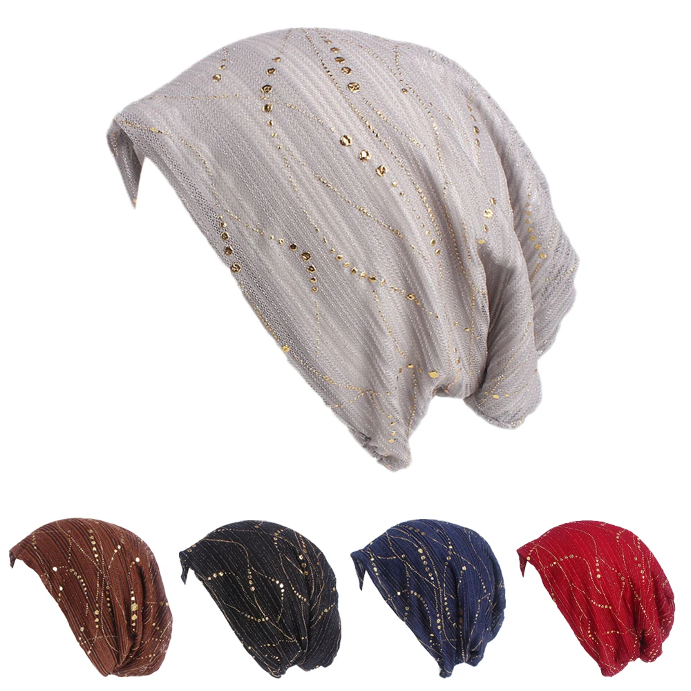 New Women's Lace Breathes Turban Head Hat Chemo Beanies Skullies Cap Multicolour Headgear Female Headwear Headwrap Accessories