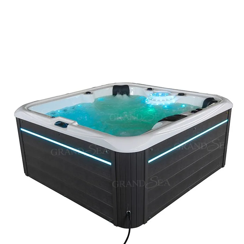 Luxury Large Outdoor Freestanding Acrylic Hot Water Massage Tub Waterfall Spa Tub Custom Outdoor Massage Swimming Pool