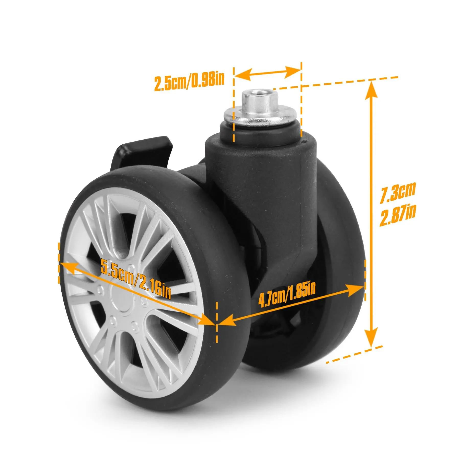 1/2 Pcs Luggage Replacement Wheels W/H Brakes Trolley Caster Travel Suitcase Wheel Double Row 360° Spinner Repairing Casters LN-