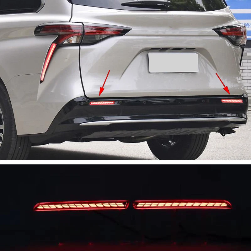2Pcs For Toyota Sienna 2021-2023 Car LED Rear Bumper Light Reflector Taillights Fog Lamp Reverse Lights Backup Brake turn signal