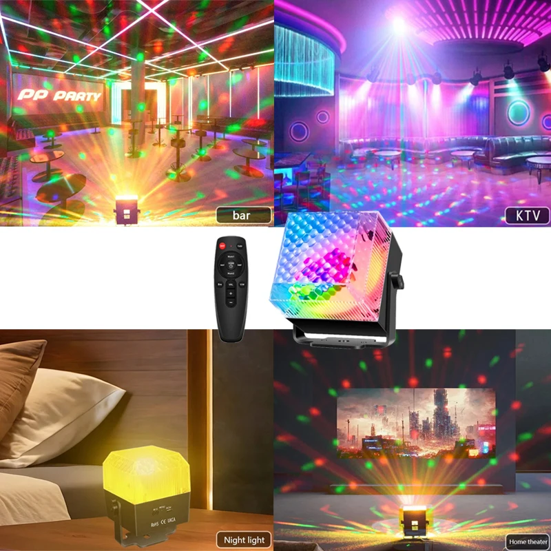 RGB Disco Light with Remote Control LED Night Light Colorful Music Sync Strobe Suitable for Party Birthday Christmas Decoration