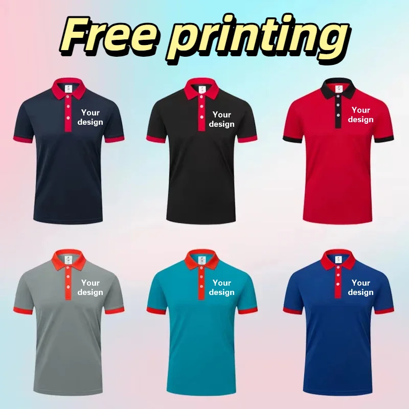Summer Men's Color Blocked Lapel Polo Shirt Customize Personalized Printed Logo Design DIY Employee Group Activity Workwear Top
