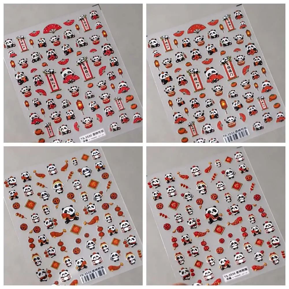 Chinese New Year Panda Panda Nail Stickers Persimmon Manicure Ornaments Panda Nail Decals Red Color Nail Accessories