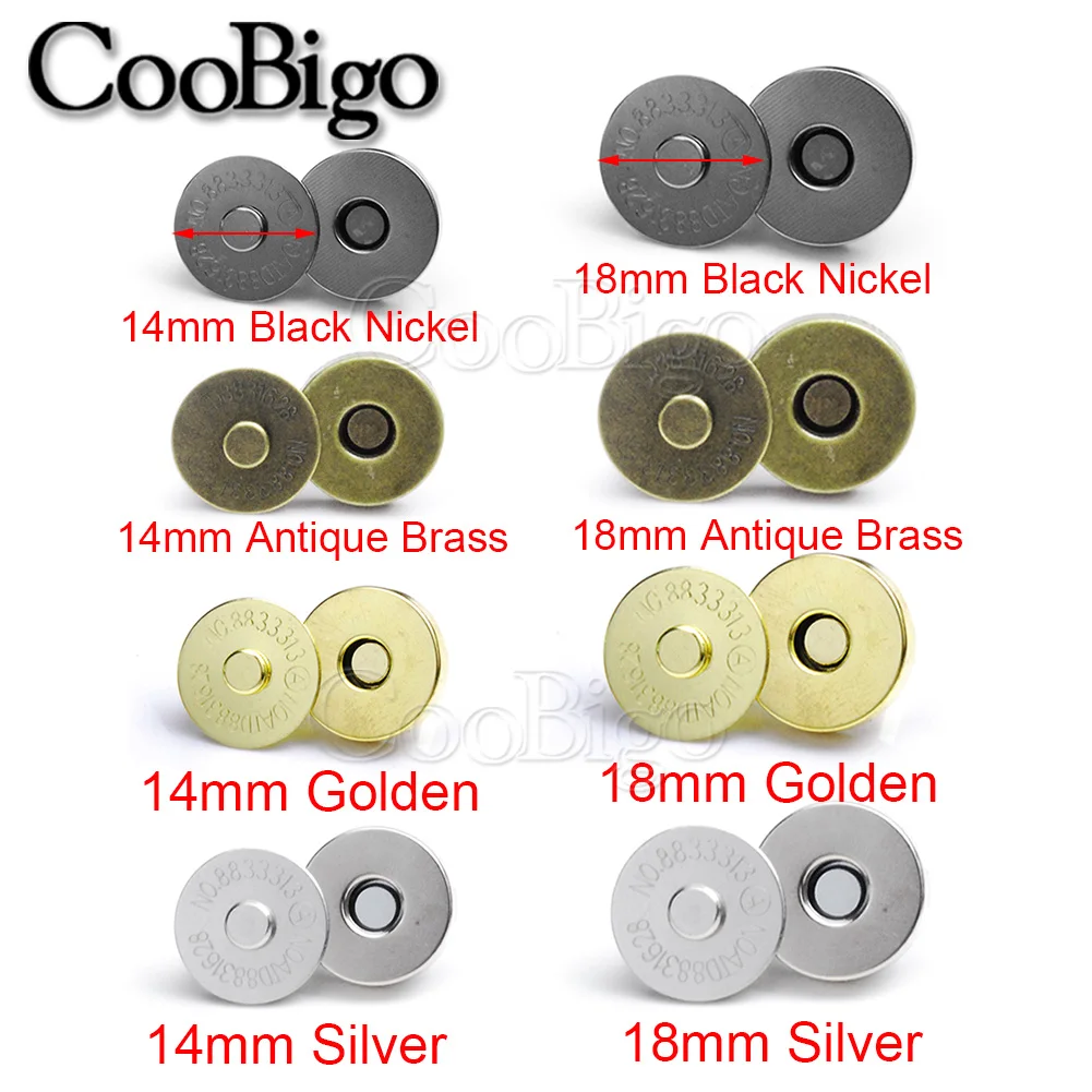 50sets Metal Magnet Snaps Buttons Fasteners Closures for Clothes Bags Sewing Accessories 4 In1 Strong Magnetic 10mm 14mm 18mm