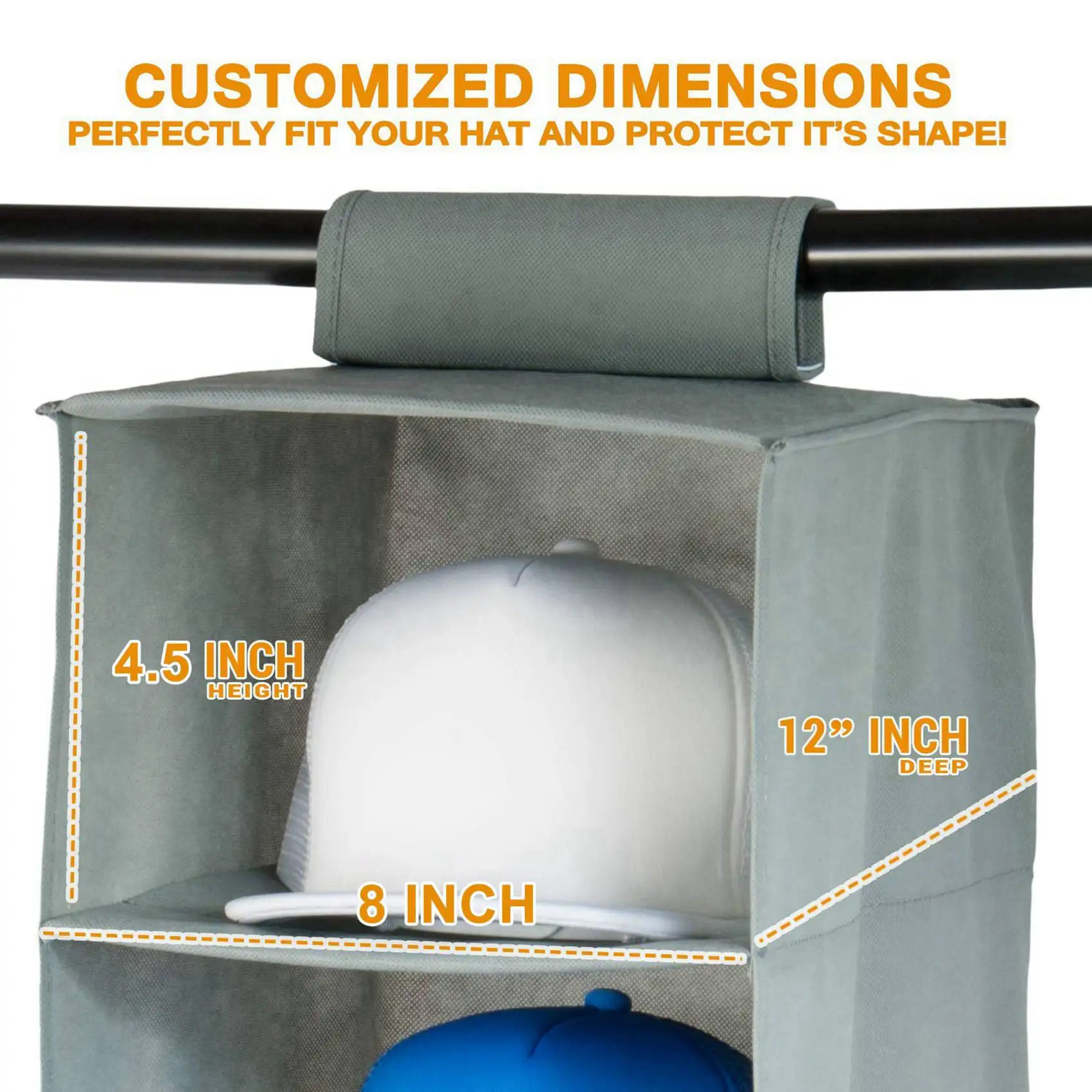 AC23-Hat Rack 10 أرفف خزانة معلقة منظم القبعة لتخزين القبعات - حماية قبعاتك وحفظها في حالة كبيرة (3 عبوات)