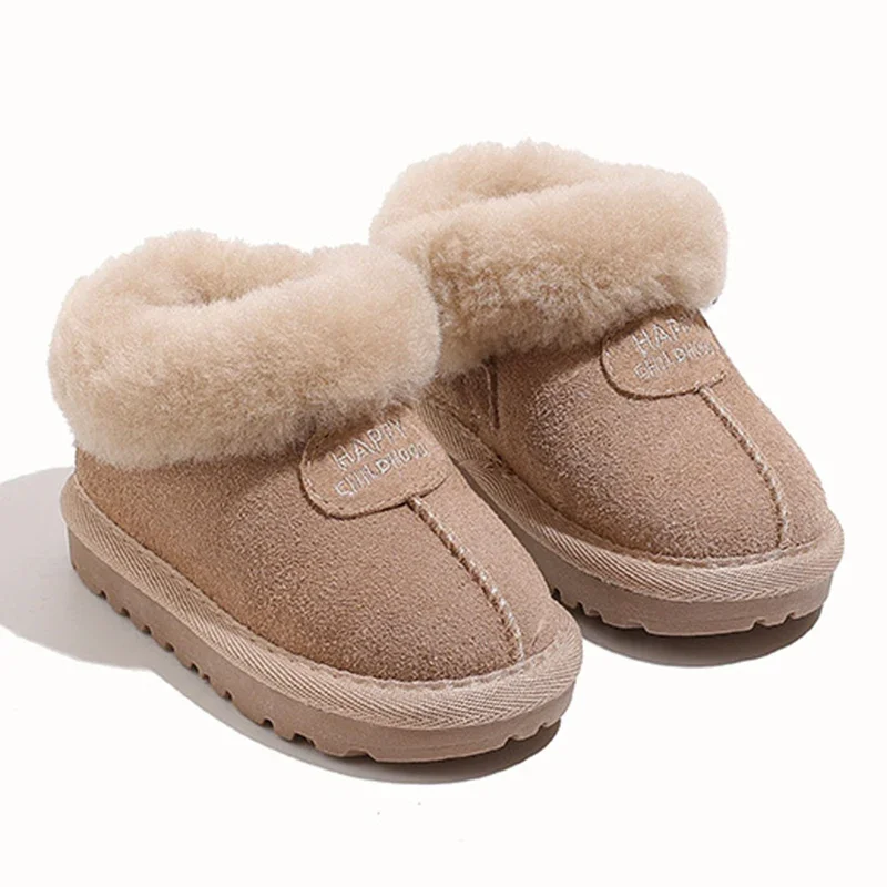 2024 Winter New Plush Warm Children\'s Snow Boots Baby Kid\'s Walking Shoes Soft Soled Thick Fur Girls\' Cotton Shoes Short Boots