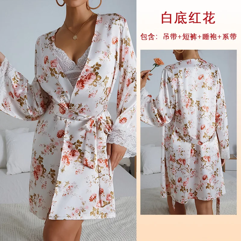 가을 여성용 잠옷, 섹시 레이스 가디건, 홈웨어, 목욕가운, 파자마, 인기 판매 상품