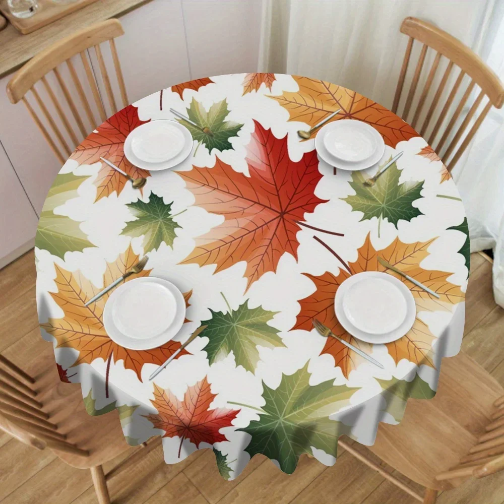Maple Leaf Floral Retro Printing Craft Tablecloth Simple and Modern Round Tablecloth Coffee Table Cloth Dining Table Coverxzj