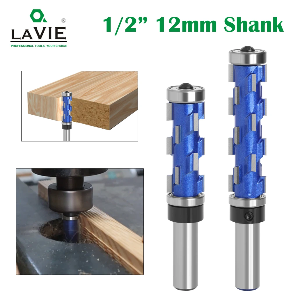 

LAVIE 12mm 1/2" Shank Double Bearing Spiral Flush Trim Router Bit Milling Cutter Engraving Machine Router Bit Set H12016H19