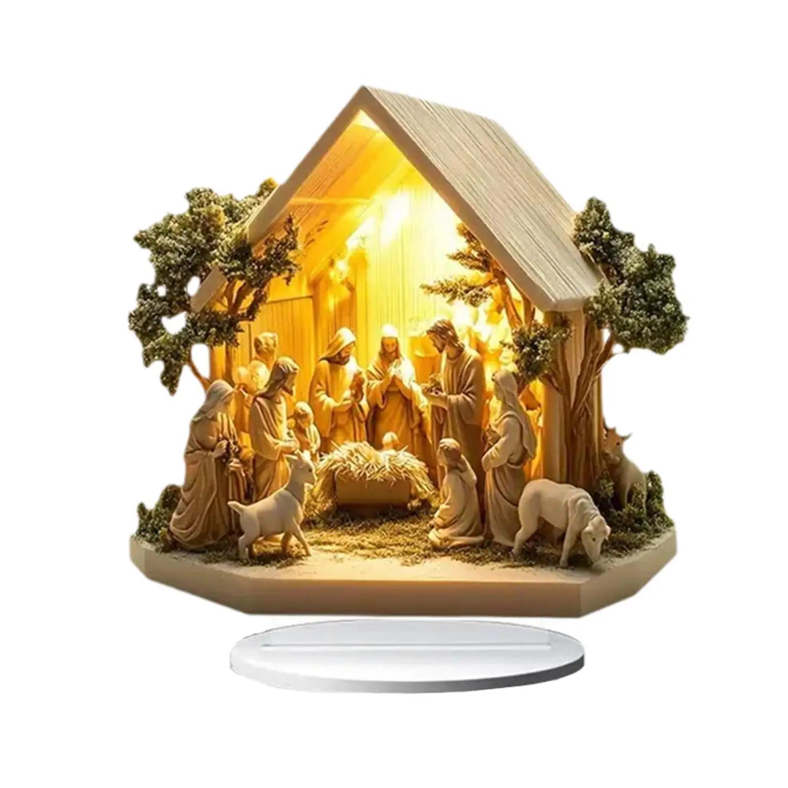 Figura de Acrílico de la Natividad Navideña, Centro de Mesa, Decoración Navideña para el Hogar, Decoración Navideña para la Habitación