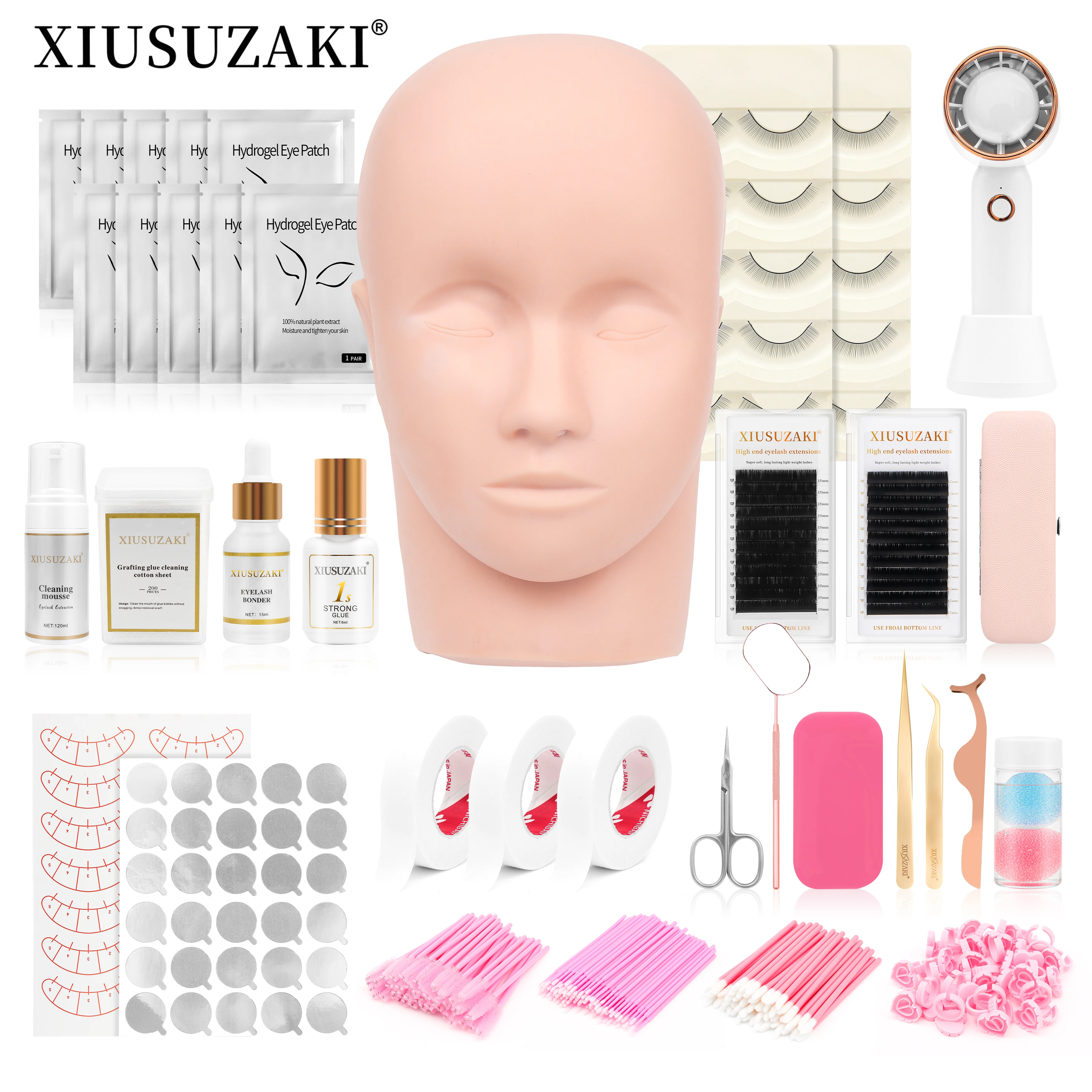 

XIUSUZAKI False Eyelash Extension Kit Set for Beginner Practice Kit Supplies Lash Accessories Makeup Set