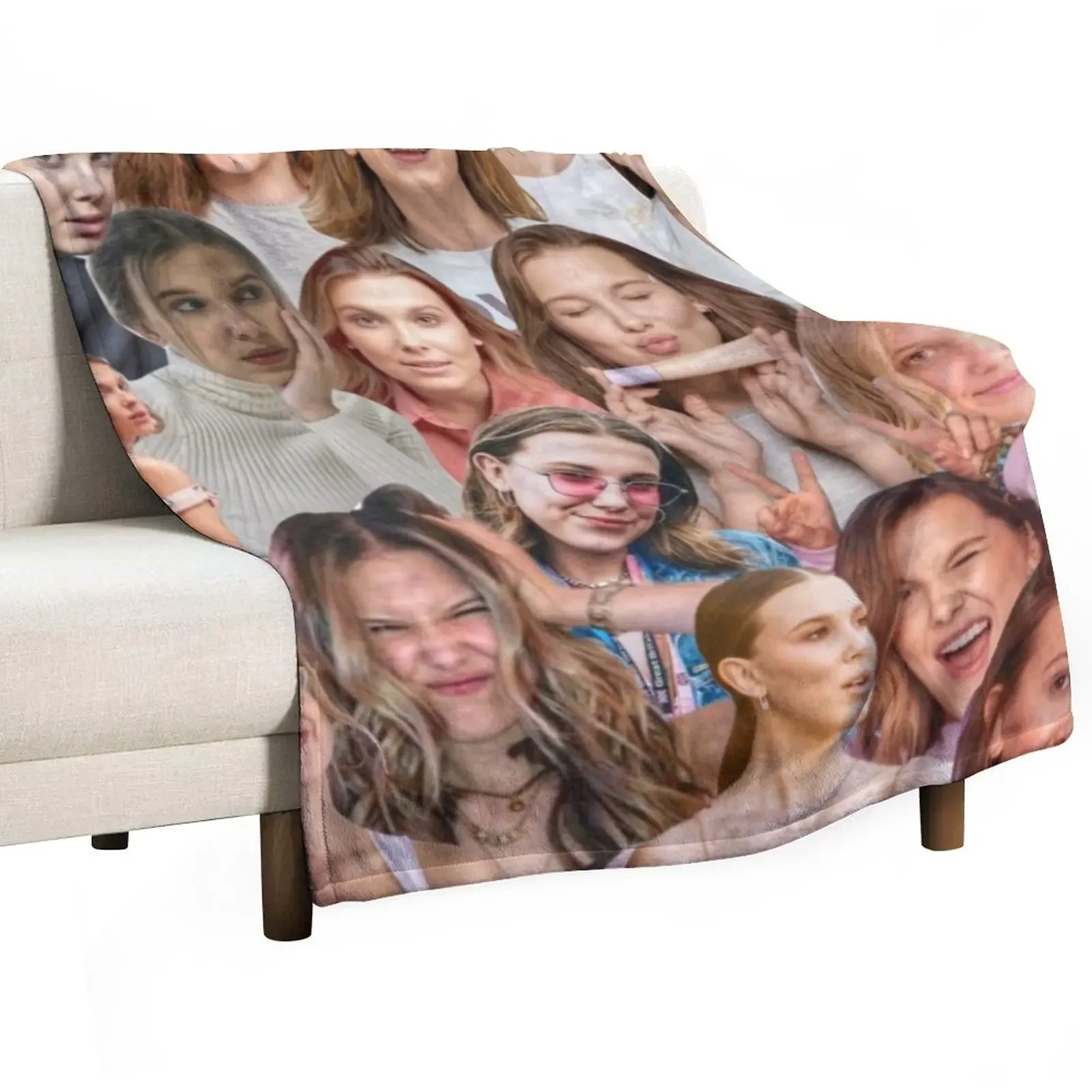 Millie Bobby Brown Edit Collage by Stasii Throw Blanket Decorative Throw Comforter Blankets