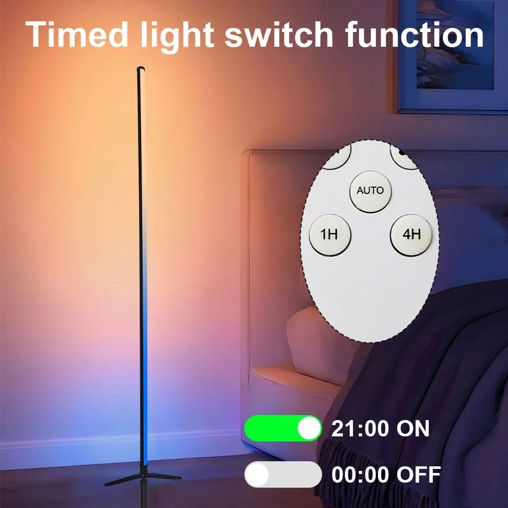 Floor Lamp RGB Dream Color with Music Sync Modern 16 Million Color Changing Standing Mood Light For Bedroom Living Room