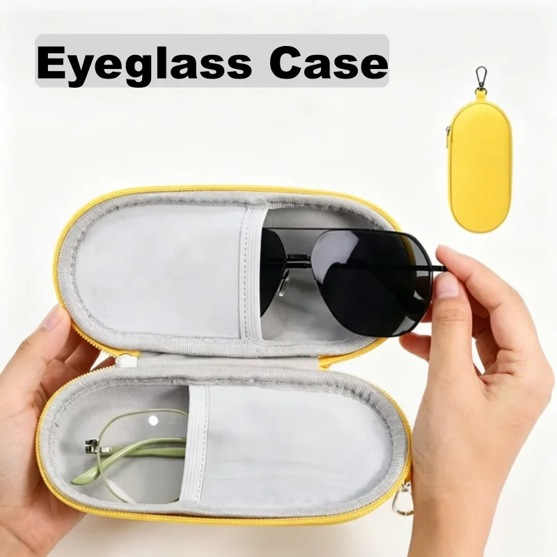 Portable Minimalist Double-Layer Sunglass Case EVA Shock-Resistant Waterproof Stylish and Portable Handle Eyeglass Storage Case