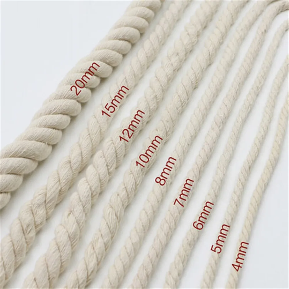 Macrame Cord 1/2/3/4/5/6/8/10/12mm Natural Cotton Cord Twisted Macrame Rope String DIY Craft Knitting Making Plant Hangers