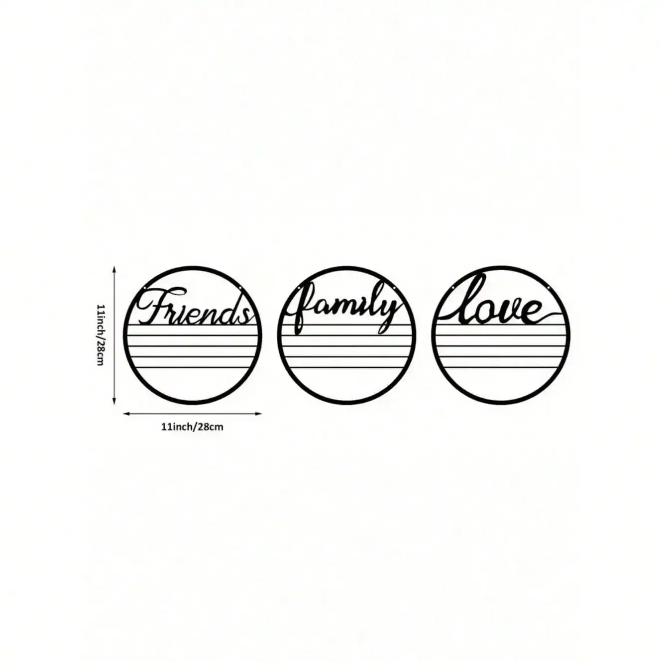 CIFBUY 3-Pack Friendship Love Family Metal Wall Art Set Rustproof Iron Hanging Sculpture Modern  Home Decor Ornament Gift