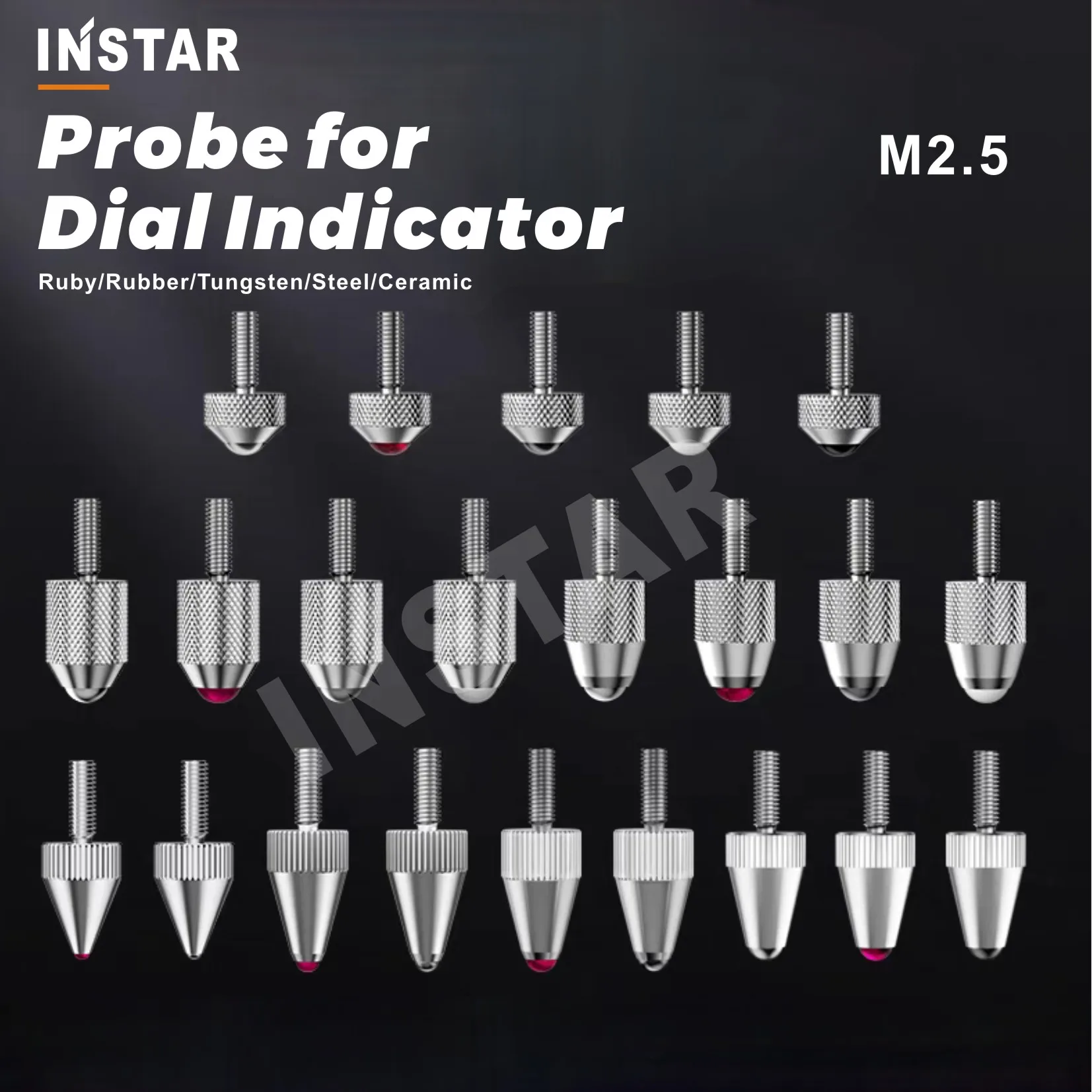INSTAR Probe for Dial Indicator Ruby Tips, Tungsten Tips, Ceramic Tips, Rubber Tips M2.5 D5