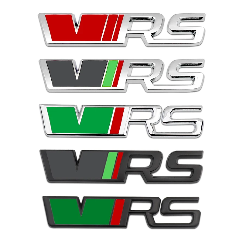 Car 3D Metal VRS RS Badge Sticker For vw Skoda Rapid Yeti Octavia Fabia Logo Car Body Tail Grill Emblem Side Fender Stickers