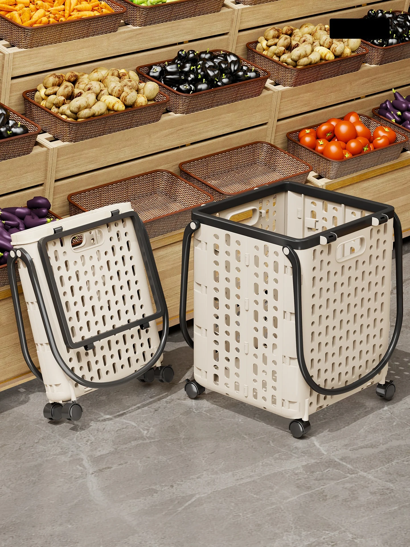 portable-lightweight-hand-pulled-shopping-cart-vegetable-buying-small-trolley-home-use-trailer-foldable-plastic-body