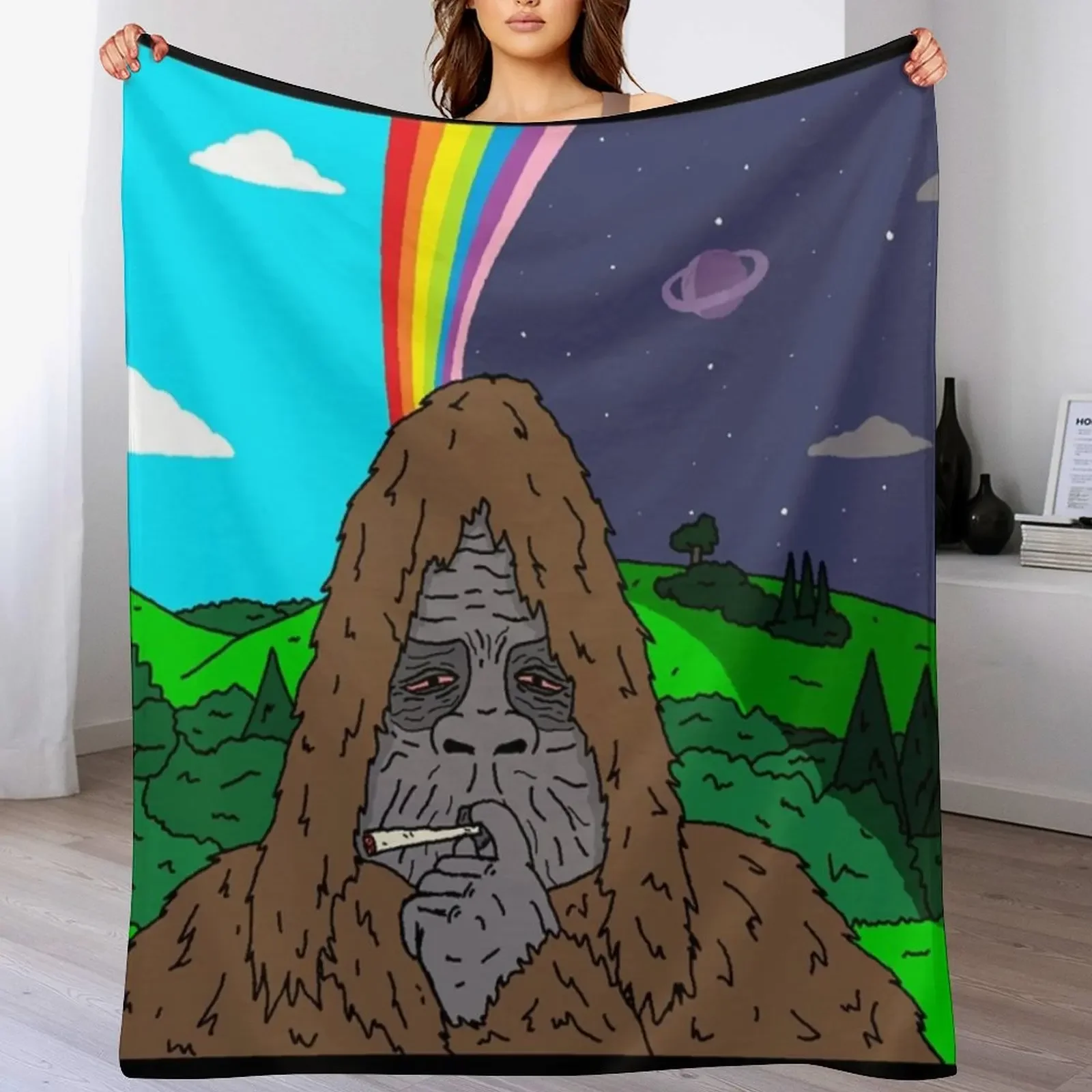 

Sassy the Sasquatch Smoking Throw Blanket Soft Big Luxury St Stuffeds Thin Blankets