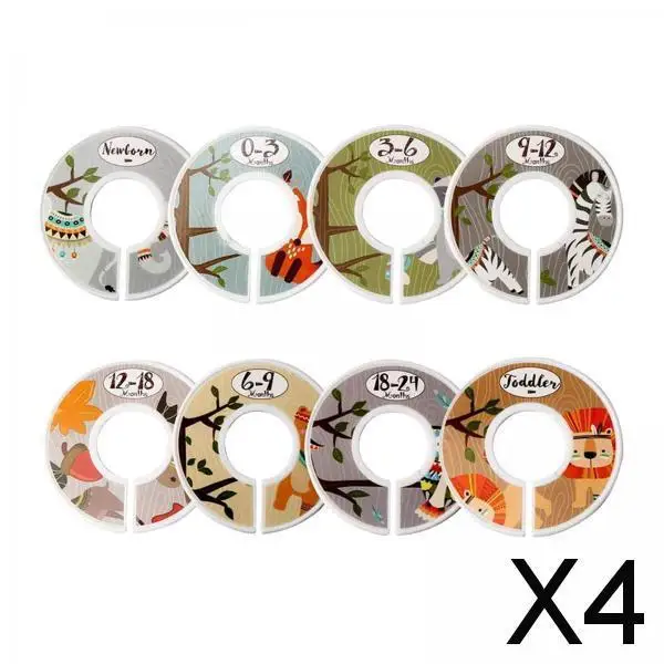 

4xToddler Baby Clothing Closet Rack Size Dividers Rings A 8pcs with Sizes