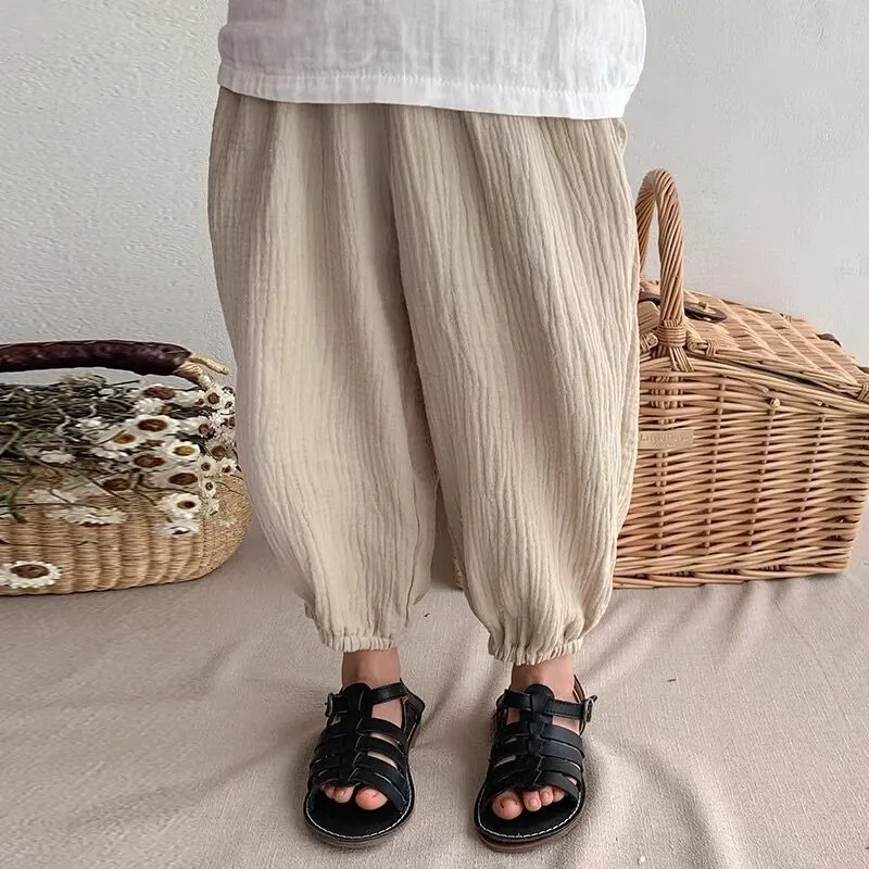 Kids New Trousers Solid Color Casual Loose Mosquito Proof Pants Trousers Spring Summer Child Harlan Pants Versatile Simple Pants