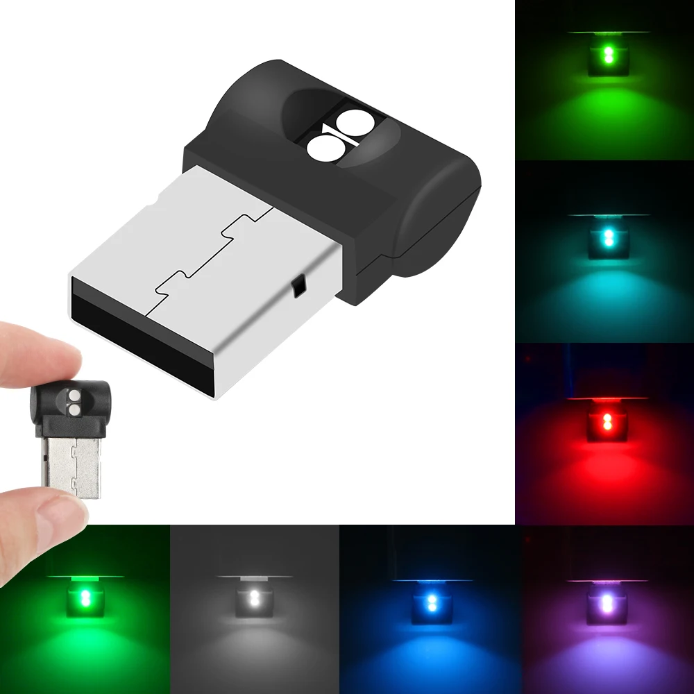 PC Auto Interior Colorful Decorative Lamp Emergency Lighting Plug And Play Mini USB Car Foot Light LED Atmosphere Light