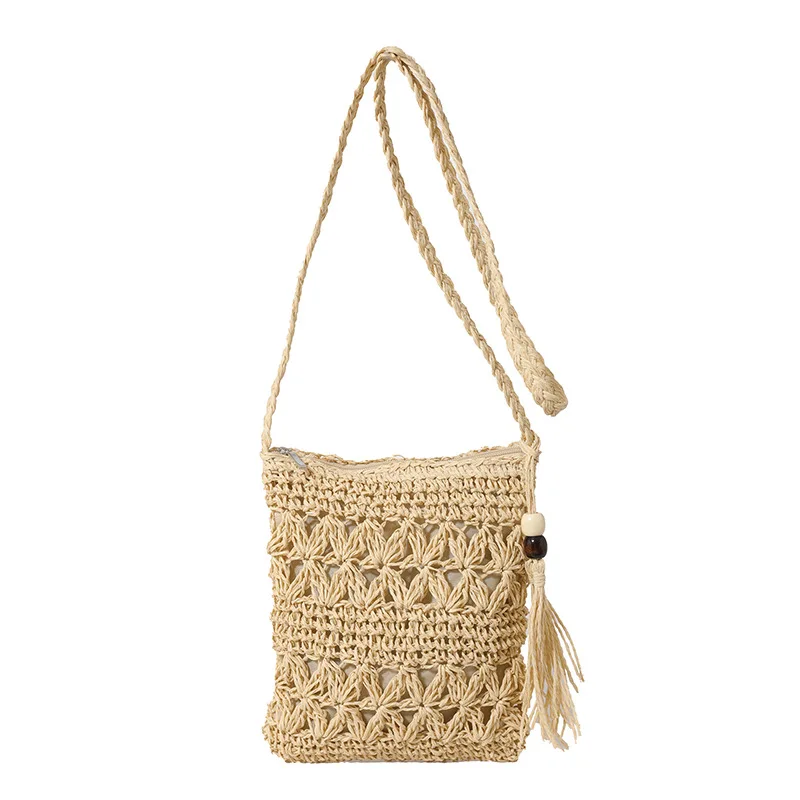 Tassel Western Style Hollow Tassel Straw Woven Personality Trendy Hand-Woven Large Capacity Beach Shoulder Messenger Bag Wom