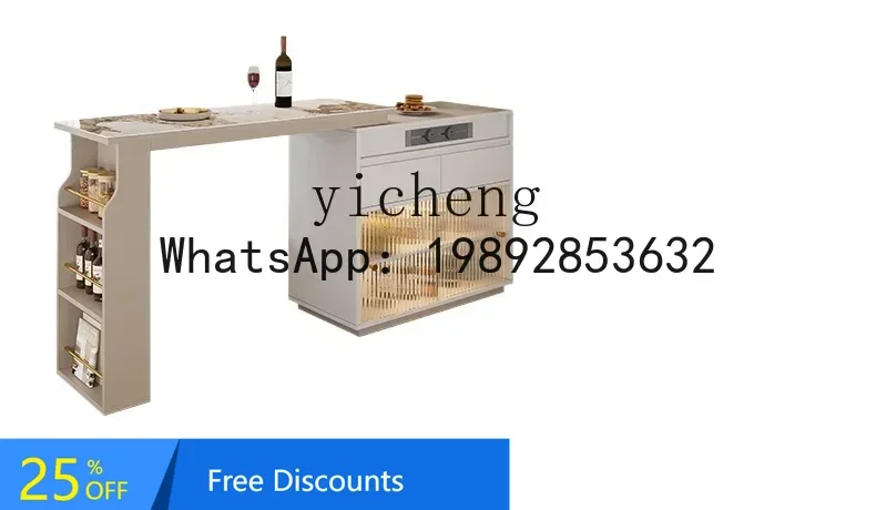 rock slab bar table partition living room solid wood small apartment removable retractable bar cabinet