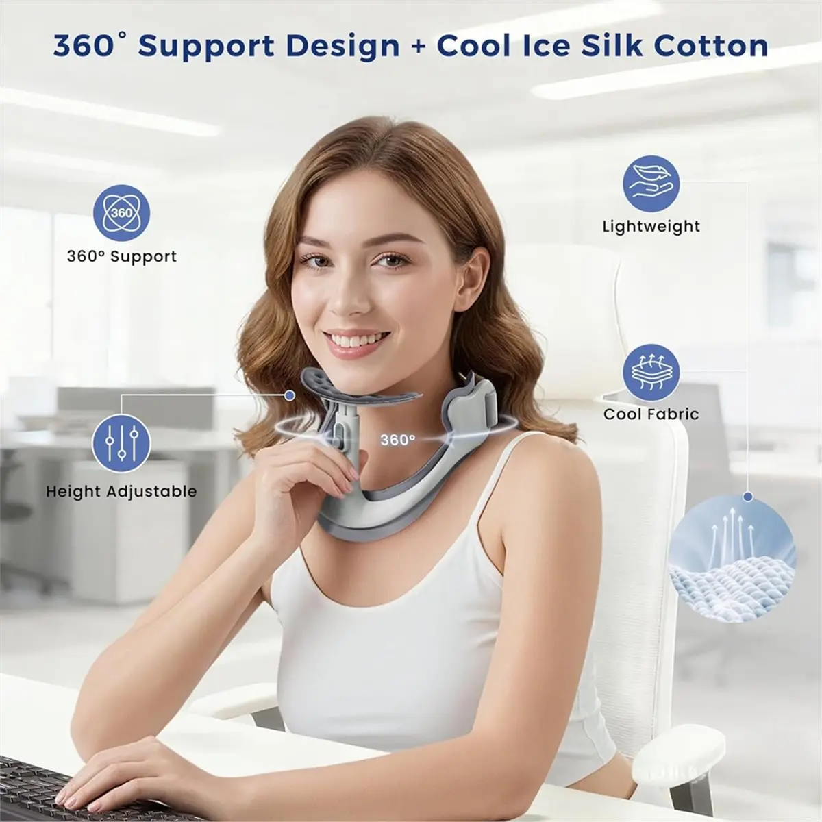 

Корректор осанки для выравнивания шеи и шейного отдела позвоночника - 360 ° Регулируемый воротник для шеи с 28 уровнями регулировки, поддержка из пены с эффектом памяти