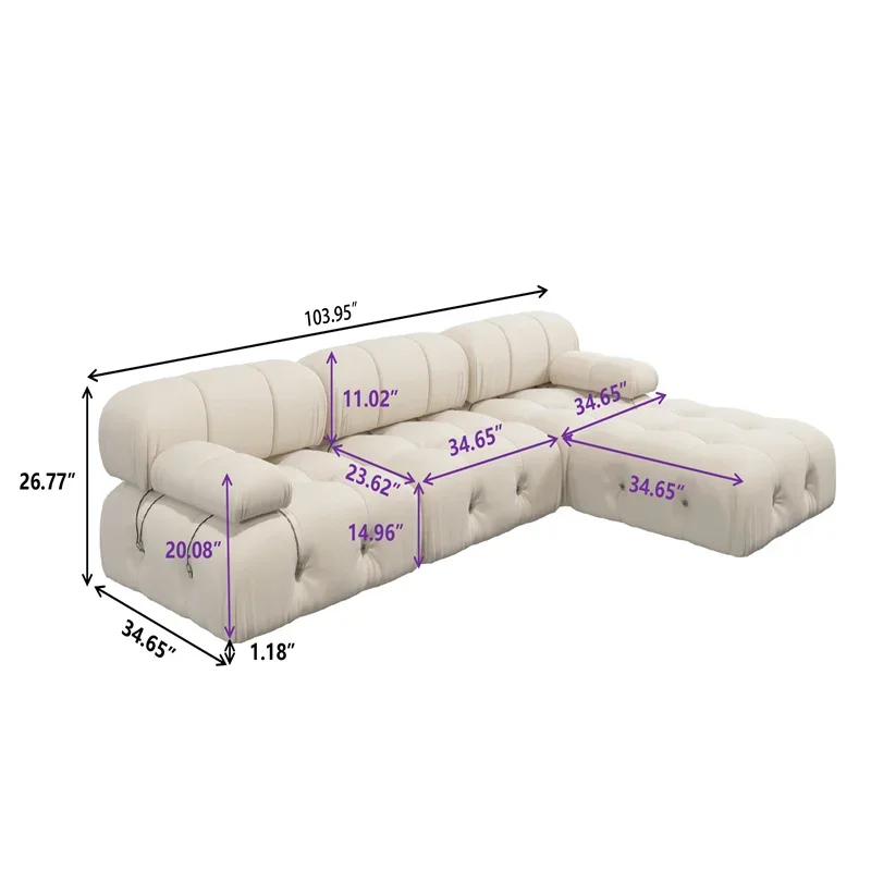 

Modular segmented sofa white comfortable style living room furniture customized fabric