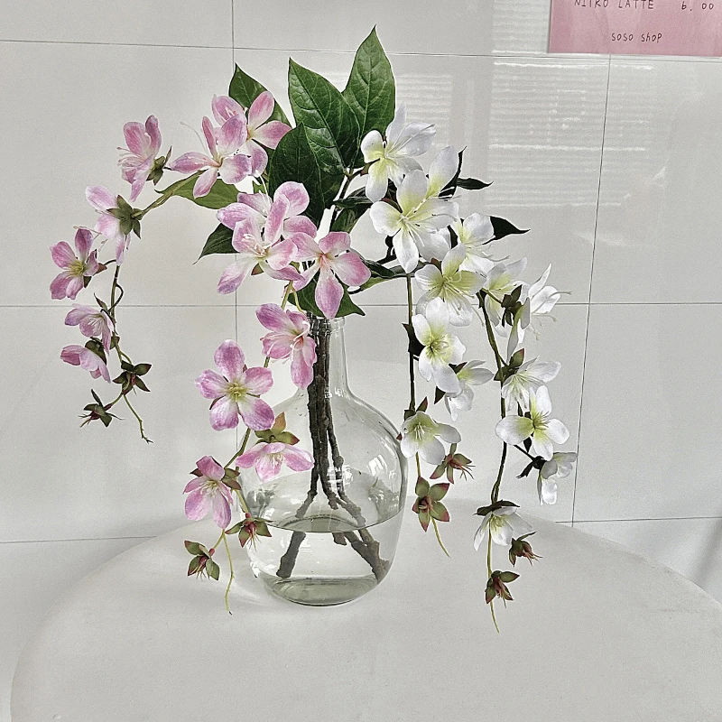 80CM Artificial Hanging Silk Jasmine and Begonia Flower Fishing Artificial Flower Home Soft Decoration Landscape Decoration