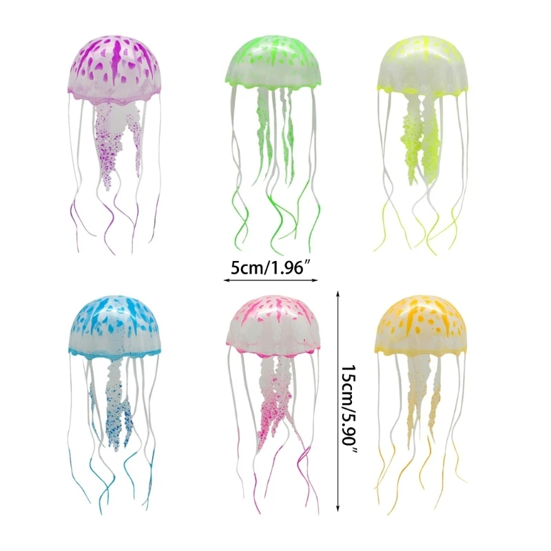 Aquarium Decorations Cute Luminous Jellyfish Aquarium Fish Glowing in Dark Fluorescence Jellyfish Toy for FishTank