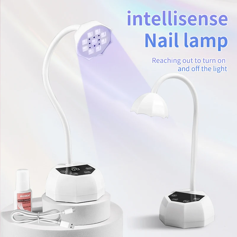 Mini lampada per unghie UV LED Asciugatrice per unghie ricaricabile Rilevazione automatica Touch Control Luce per unghie ad asciugatura rapida 360 °   Lampada per unghie da tavolo pieghevole