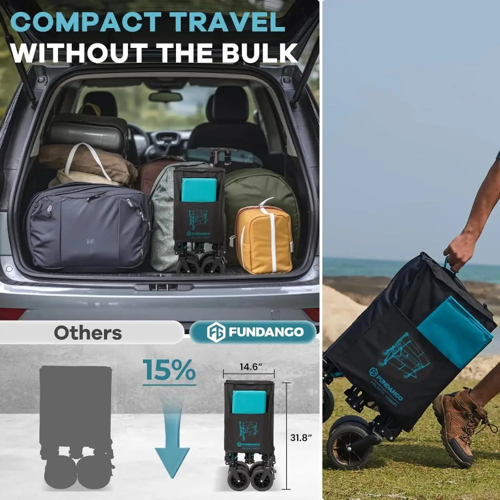 عربة ذات طابقين قابلة للطي 660L XXL مع موسع عالي، عجلات لجميع التضاريس للتخييم، معدات رياضية، للاستخدام المنزلي