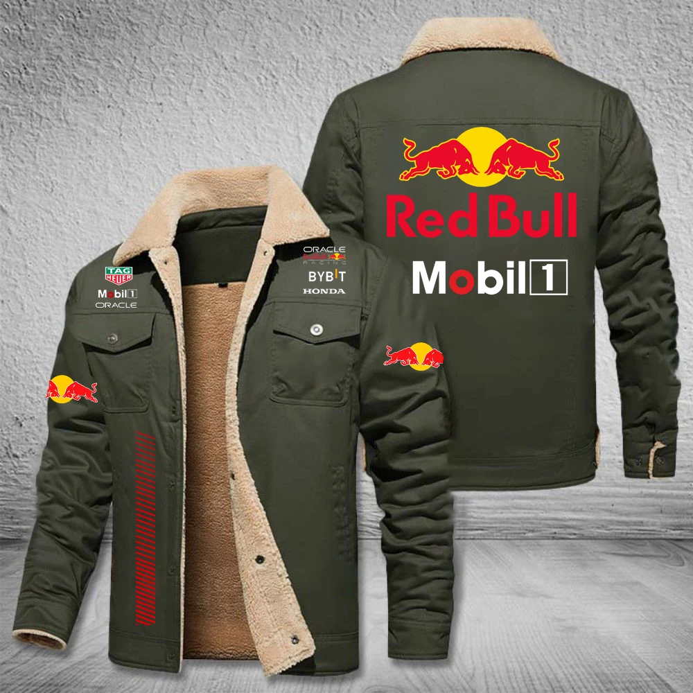 

Мужская зимняя утолщенная шерстяная гоночная куртка с логотипом Red Bull, мужская уличная куртка с логотипом Red Bull, летнее теплое пальто Red Bull 2025